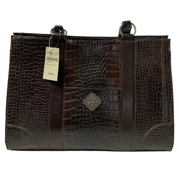Coldwater Creek New With Tags Juliana Croco Brown Tote - Picture 10 of 10